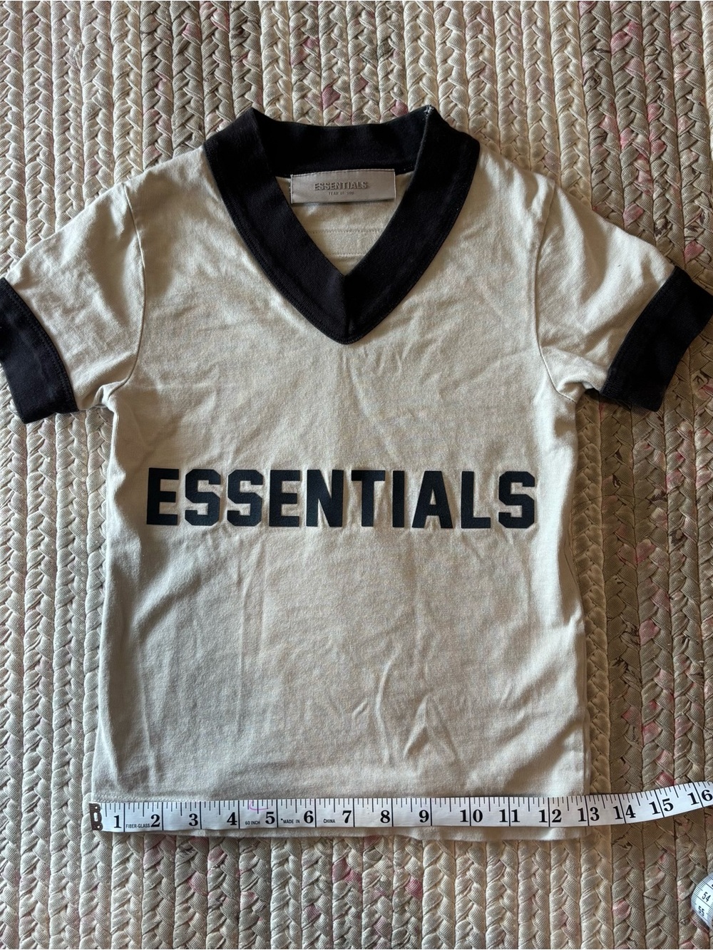 Essentials Kids White Tee with Black Trim & Logo